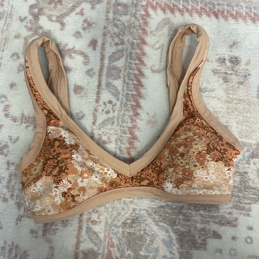 Aerie Floral Brown Bikini Top